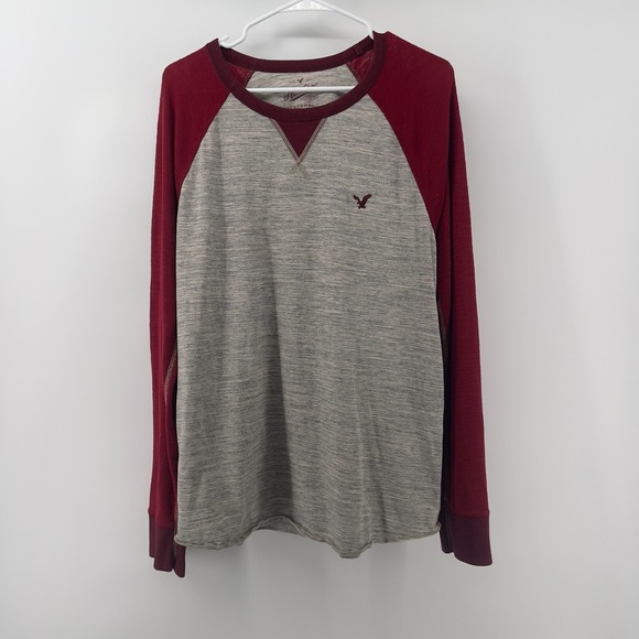 Vtg‎ American Eagle Outfitters AEO Men L Heritage Classic Fit Thermal Gray Red - Picture 1 of 6